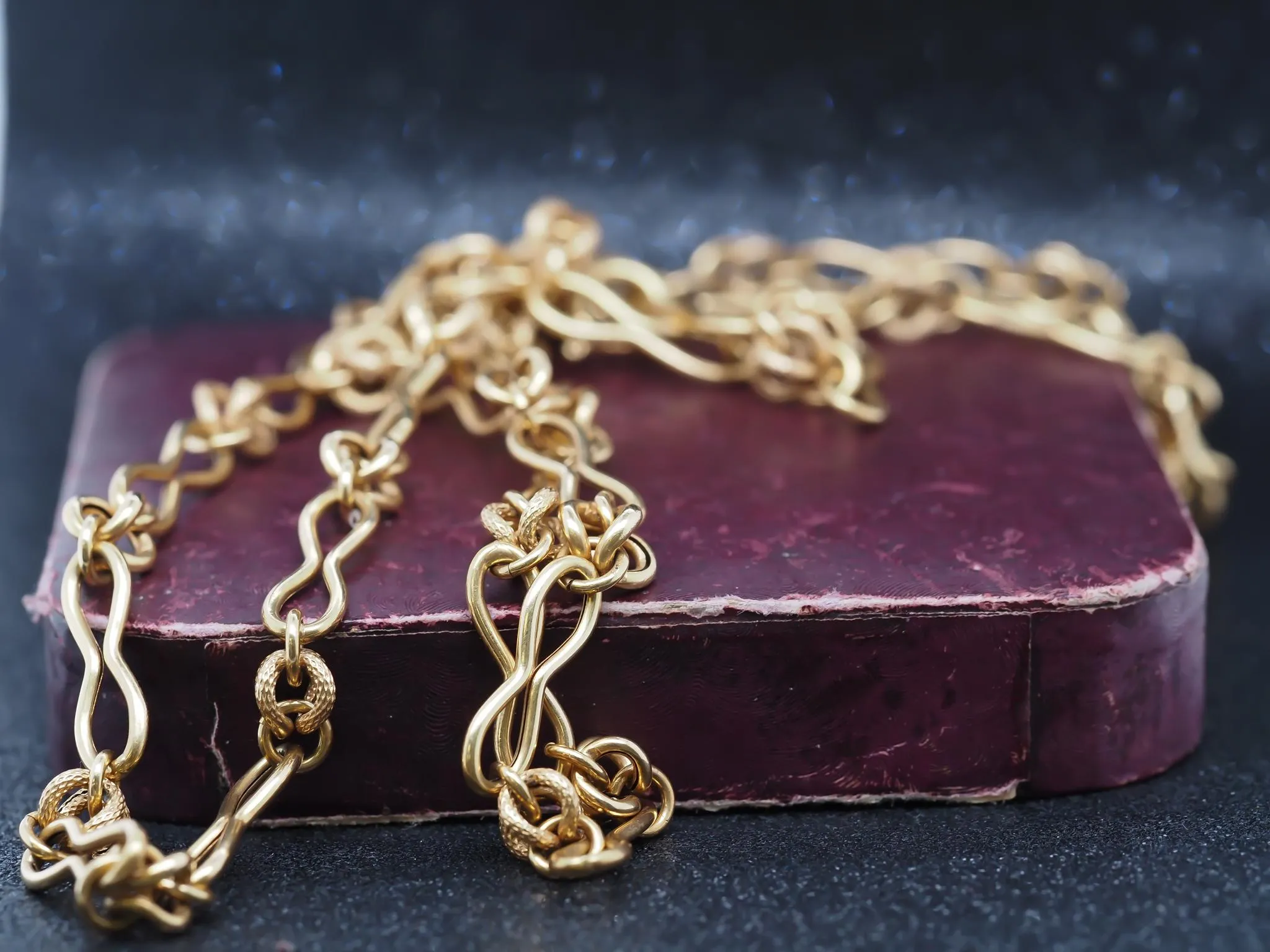 Estate Antique 18K Yellow Gold Unique Link Chain - VHK#966