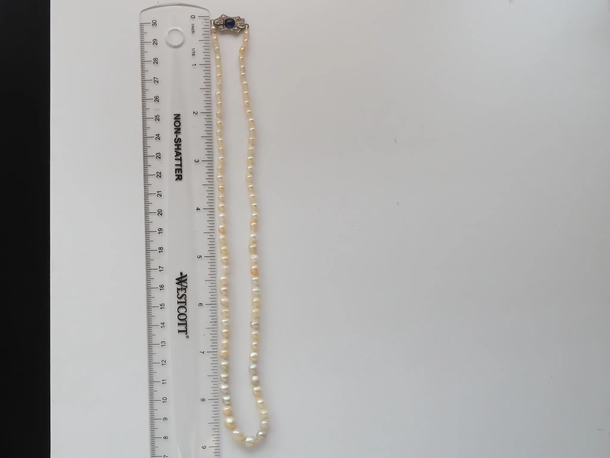 Estate Antique Natural Saltwater Pearls GIA report Platinum Sapphire & Diamond