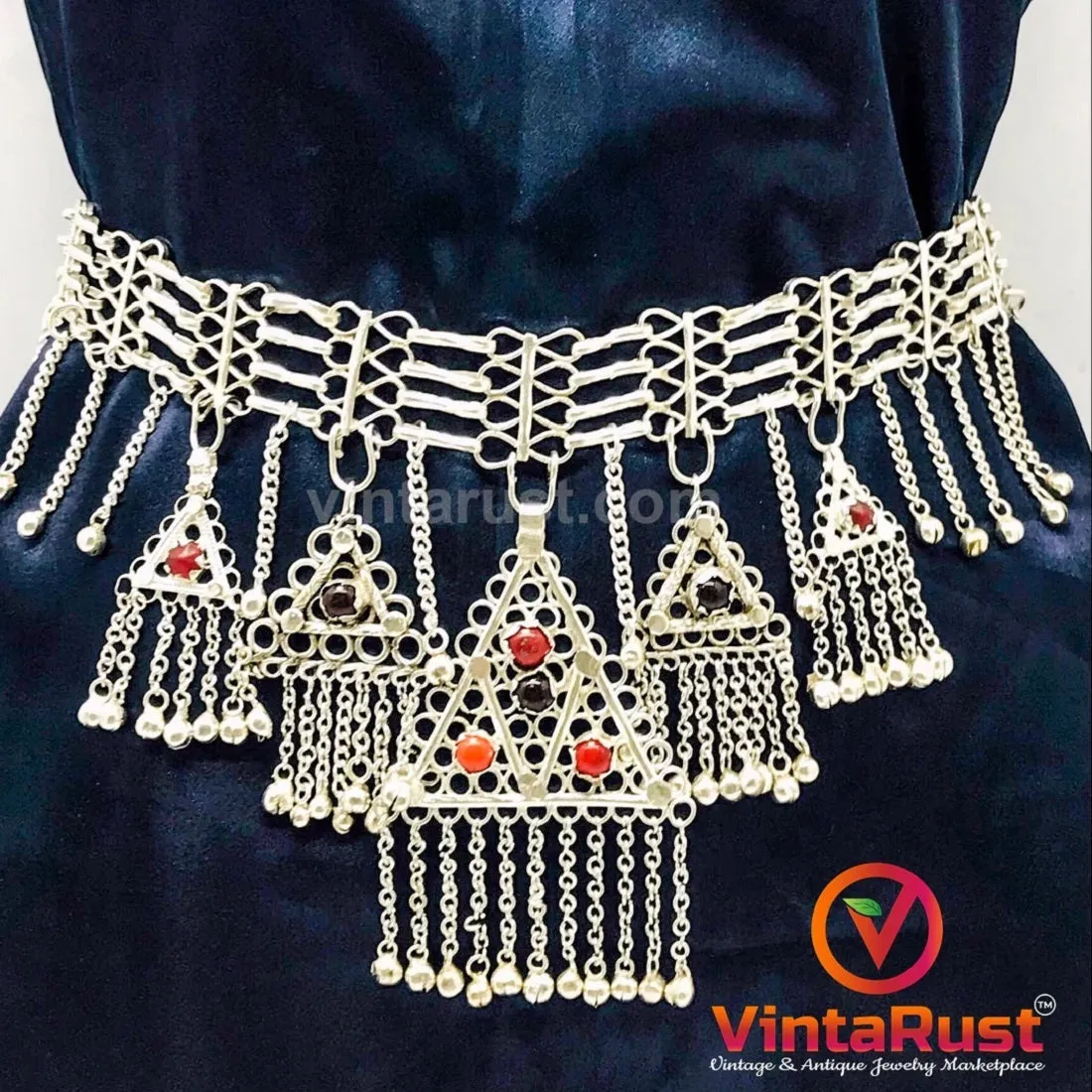 Ethnic Afghan Five Dangling Pendants Belly Belt