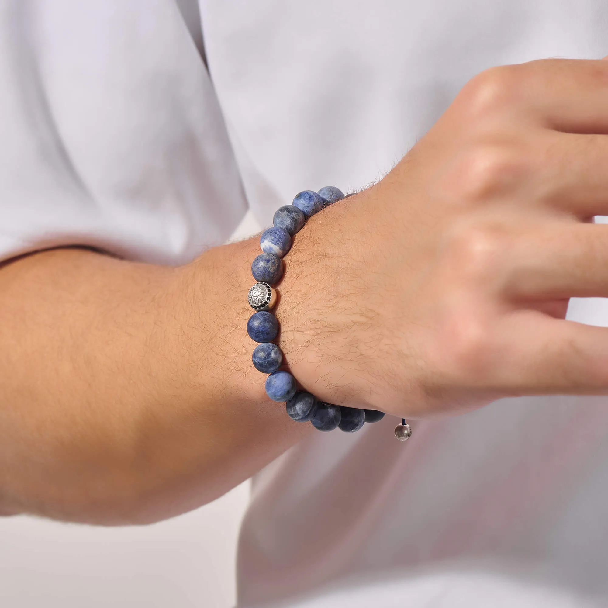 Exclusive Atolyestone Beaded Macrame Bracelet - Silver