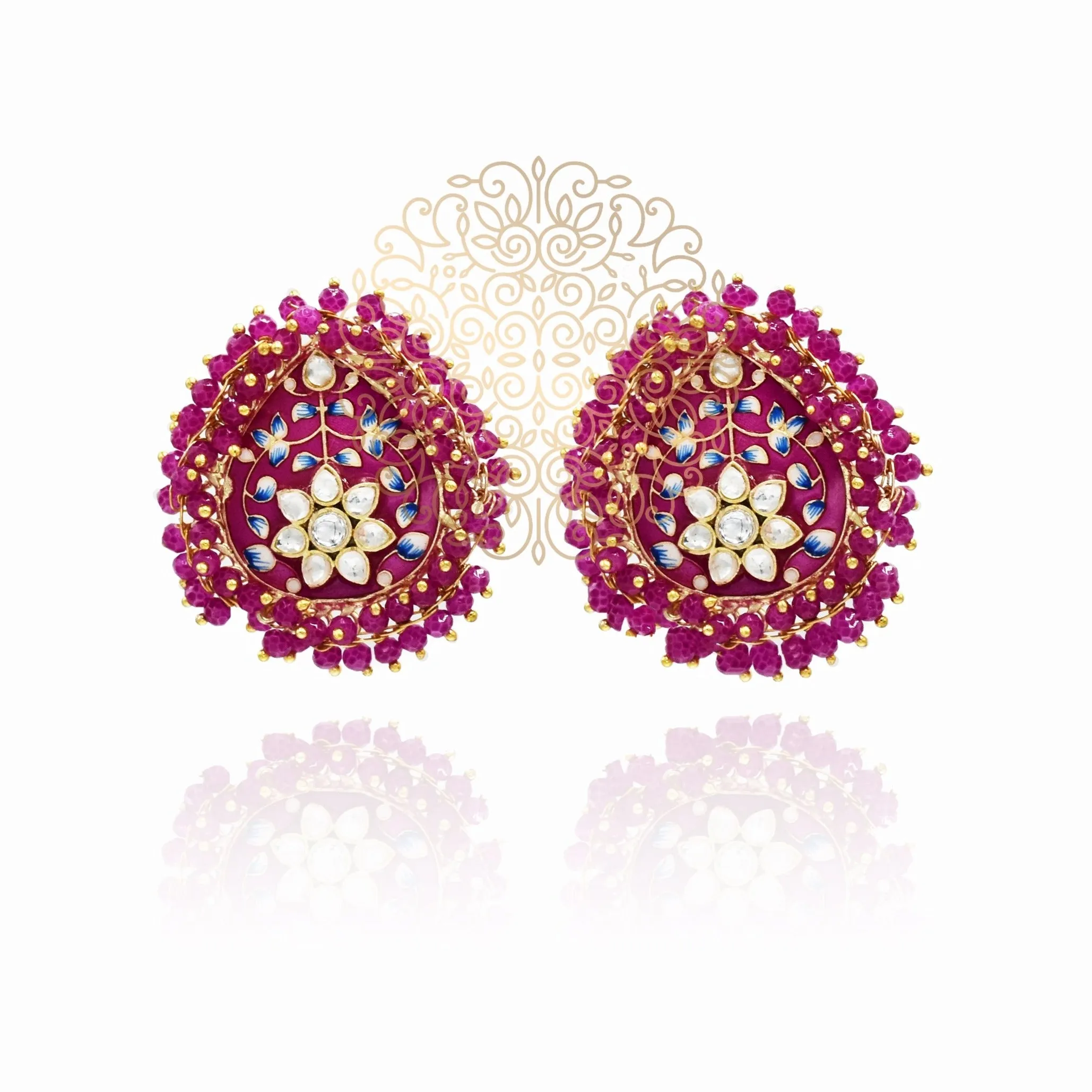 Faarha Meenakari Beaded Wreath Earrings