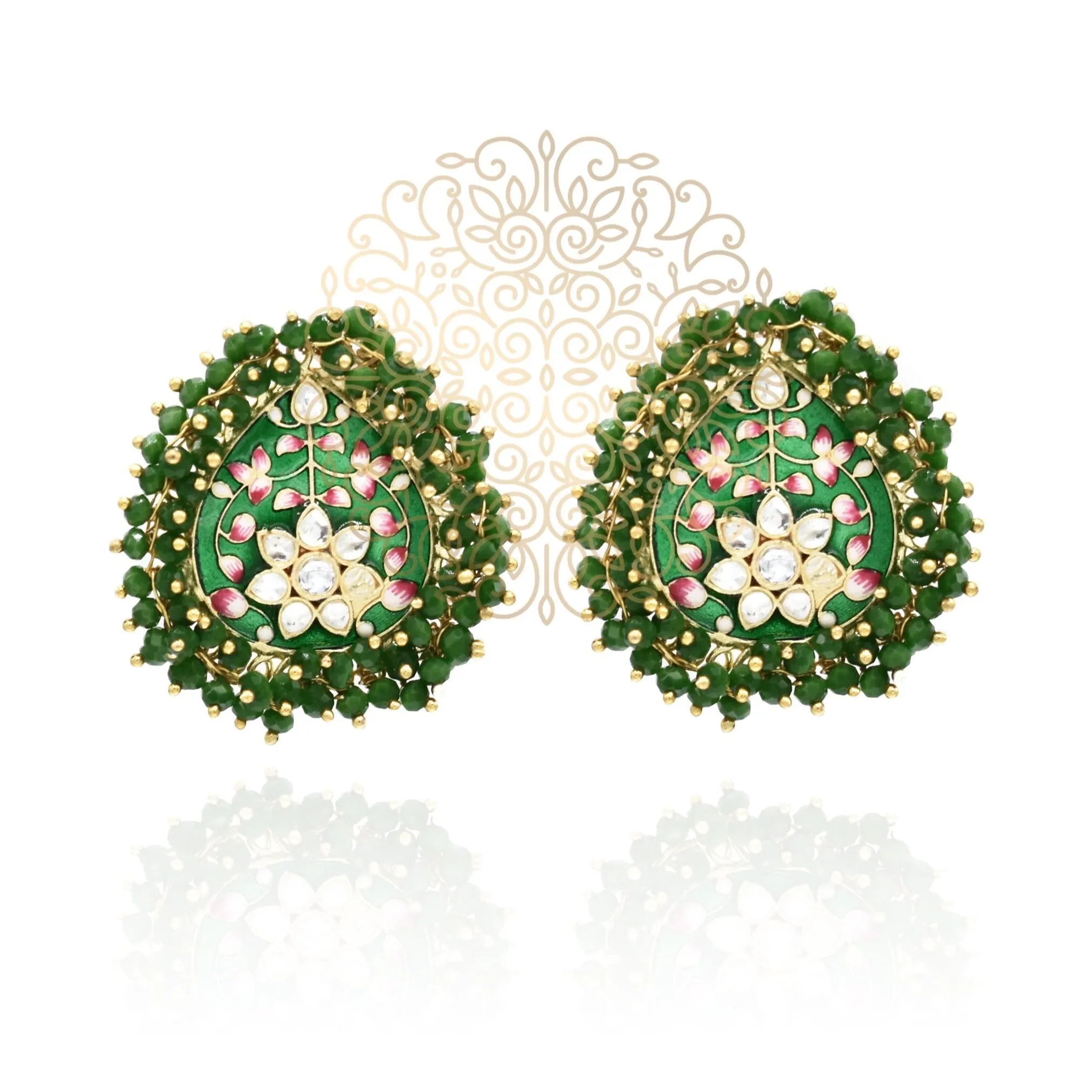 Faarha Meenakari Beaded Wreath Earrings