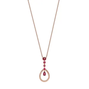 Faberge Colours of Love 18ct Rose Gold Ruby Fluted Teardrop Pendant