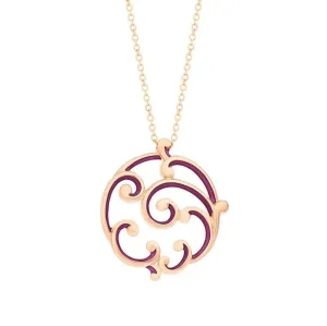 Faberge Rococo 18ct Rose Gold Purple Enamel Large Pendant