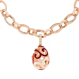Faberge Rococo Gold 0.14ct Diamond Rose Enamel Charm