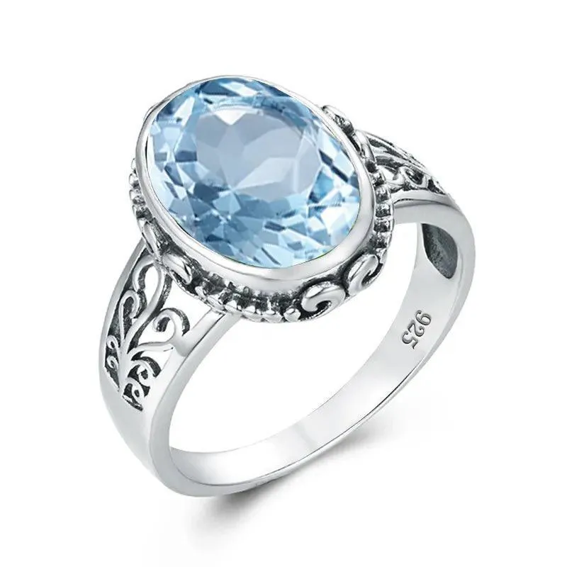 Fabulous Trending Luxury Yellow Gold Lab Created Gemstones Big Rings For Women - Oval Cut Stone Art Deco Jewellery 