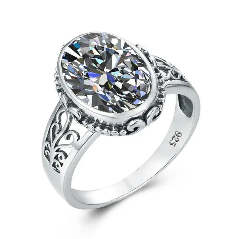 Fabulous Trending Luxury Yellow Gold Lab Created Gemstones Big Rings For Women - Oval Cut Stone Art Deco Jewellery 