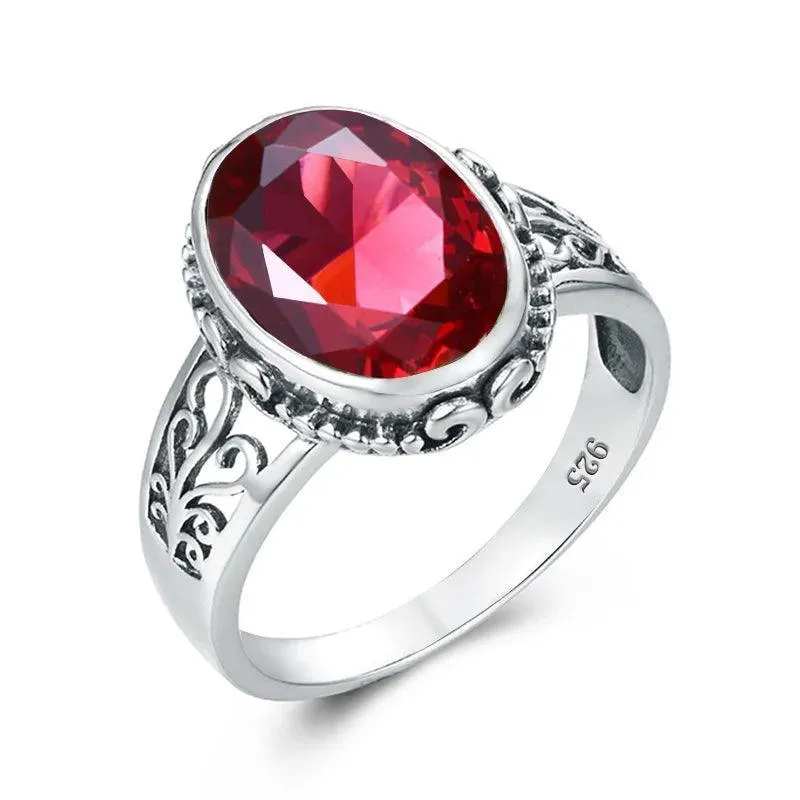 Fabulous Trending Luxury Yellow Gold Lab Created Gemstones Big Rings For Women - Oval Cut Stone Art Deco Jewellery 