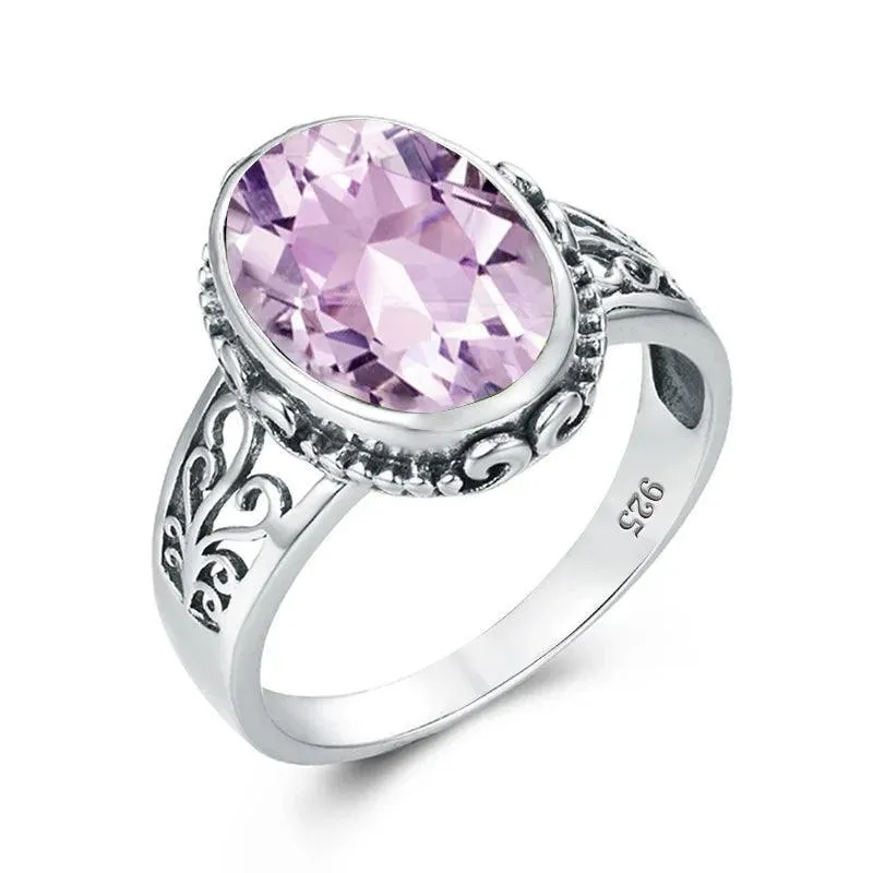 Fabulous Trending Luxury Yellow Gold Lab Created Gemstones Big Rings For Women - Oval Cut Stone Art Deco Jewellery 
