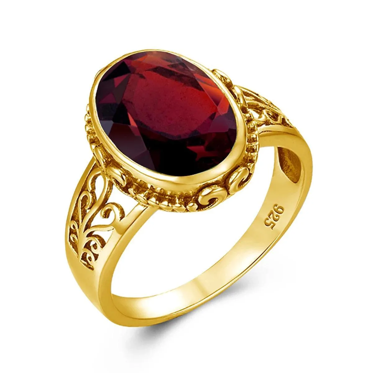 Fabulous Trending Luxury Yellow Gold Lab Created Gemstones Big Rings For Women - Oval Cut Stone Art Deco Jewellery 