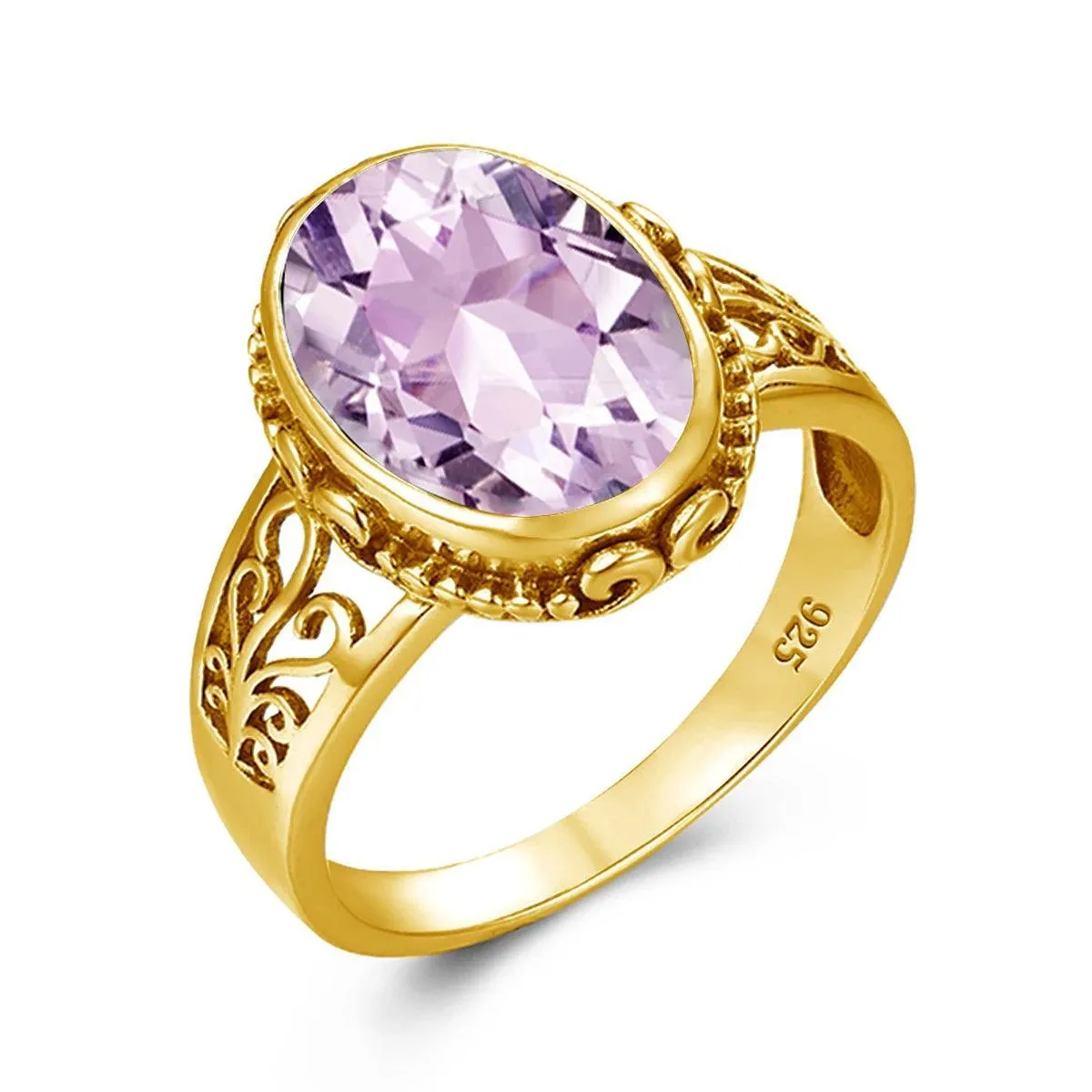 Fabulous Trending Luxury Yellow Gold Lab Created Gemstones Big Rings For Women - Oval Cut Stone Art Deco Jewellery 