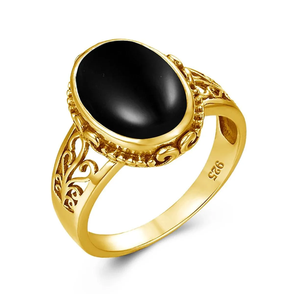 Fabulous Trending Luxury Yellow Gold Lab Created Gemstones Big Rings For Women - Oval Cut Stone Art Deco Jewellery 