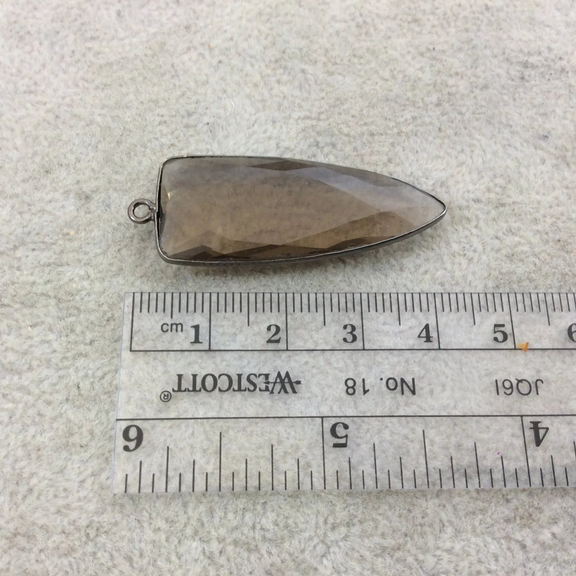 Faceted Hydro Smoky Quartz Inverted Triangle Shaped Pendant - 15mm x 40mm - Sold Individually