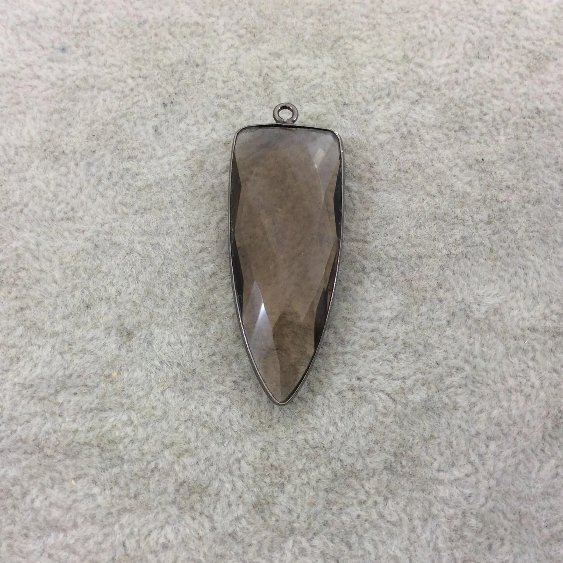 Faceted Hydro Smoky Quartz Inverted Triangle Shaped Pendant - 15mm x 40mm - Sold Individually