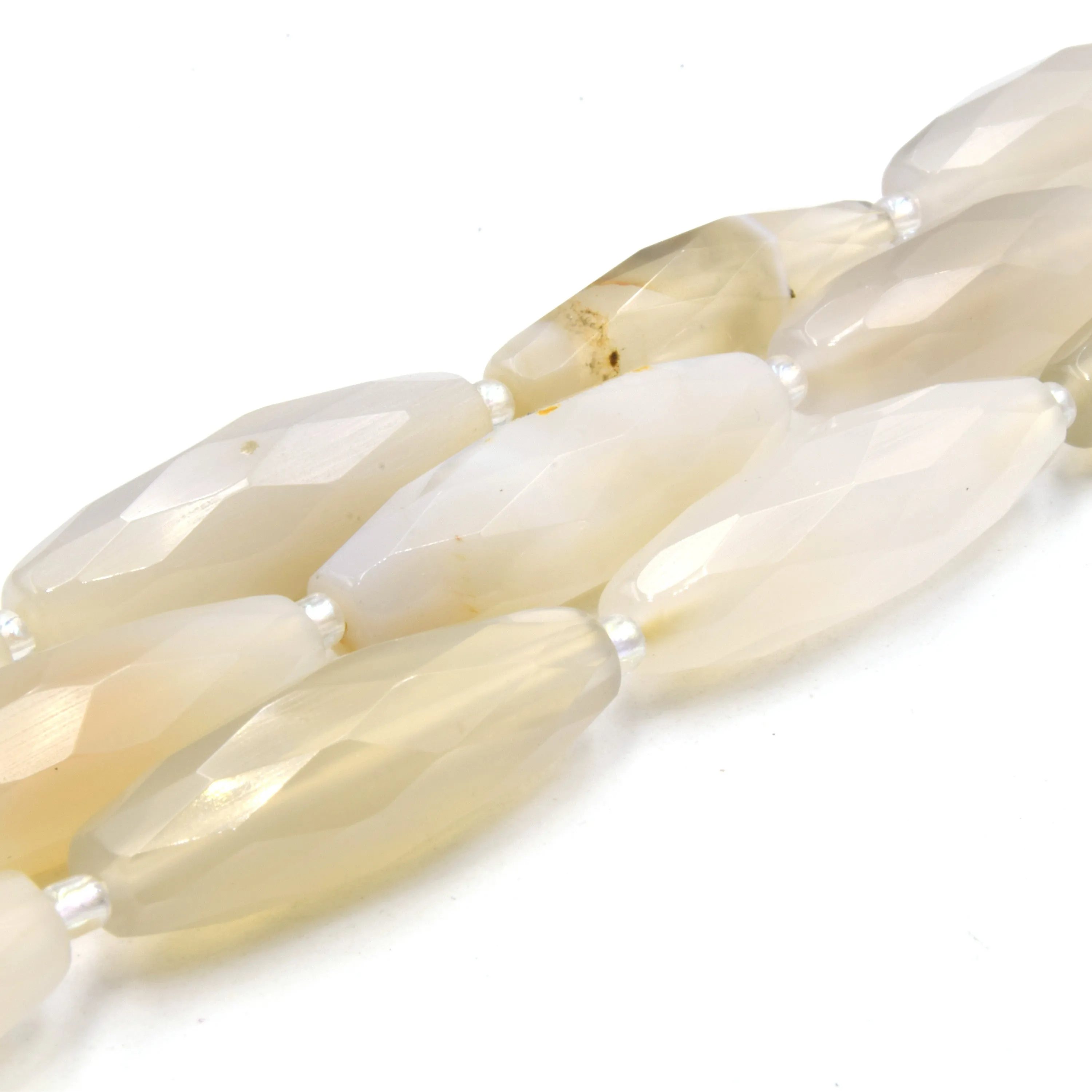 Faceted Tube Beads | 30mm Gemstone Beads | Rice Shaped Beads