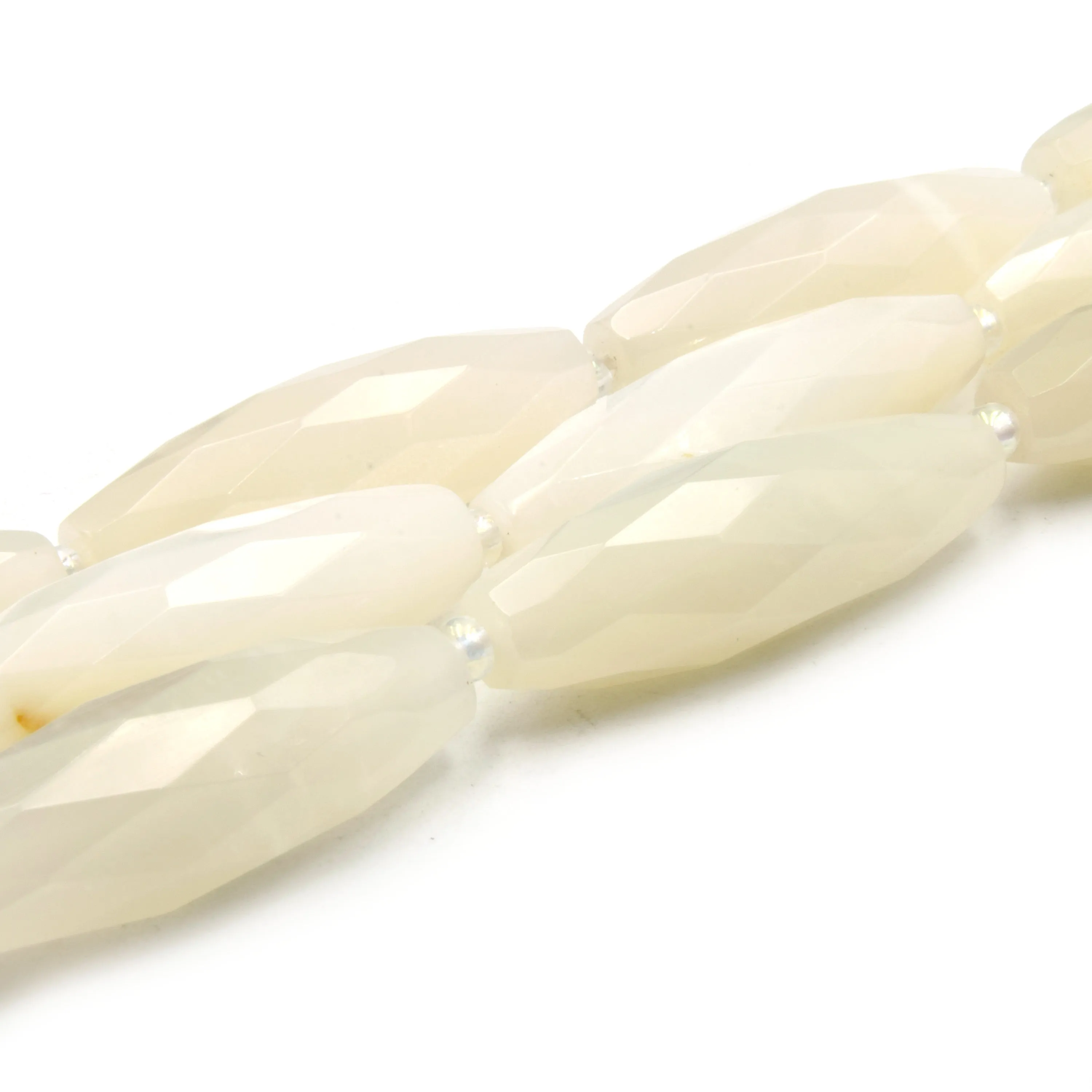 Faceted Tube Beads | 30mm Gemstone Beads | Rice Shaped Beads