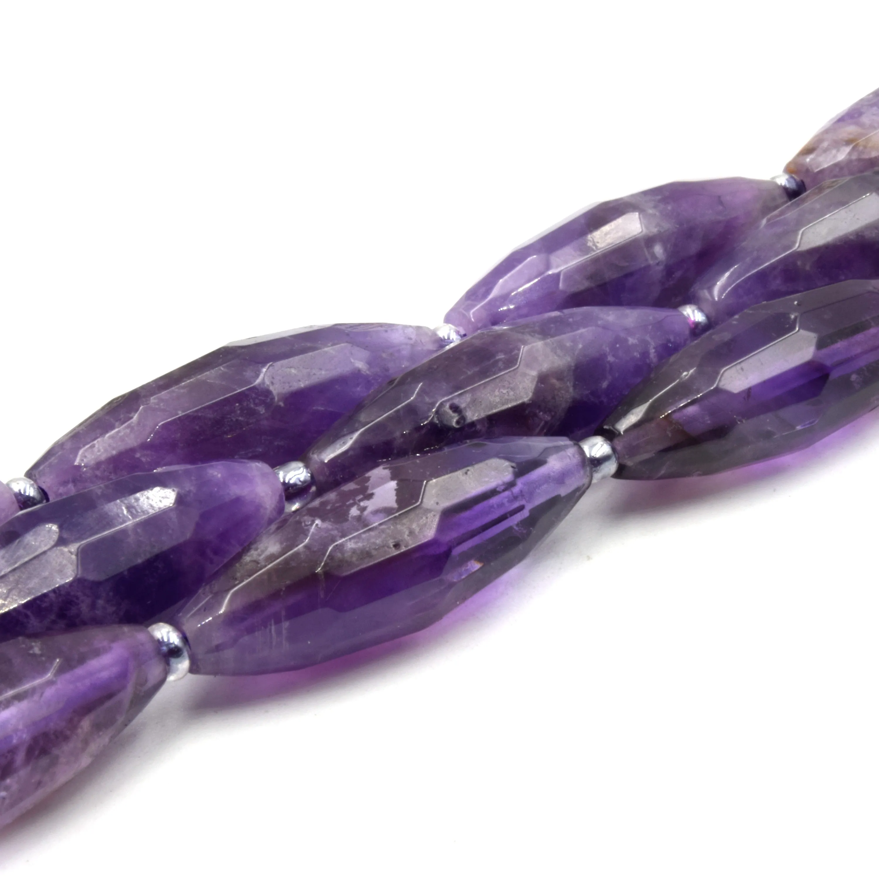 Faceted Tube Beads | 30mm Gemstone Beads | Rice Shaped Beads