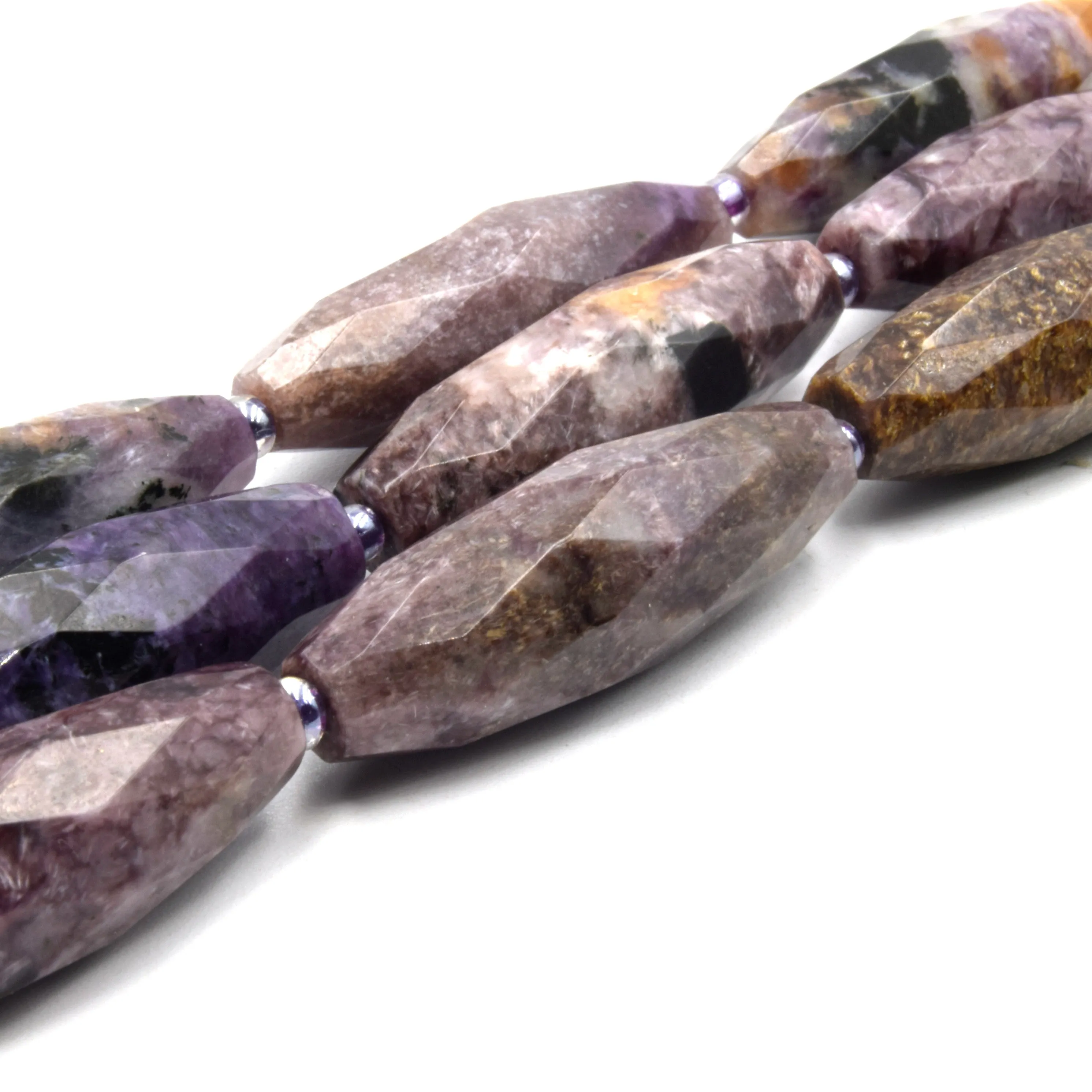 Faceted Tube Beads | 30mm Gemstone Beads | Rice Shaped Beads
