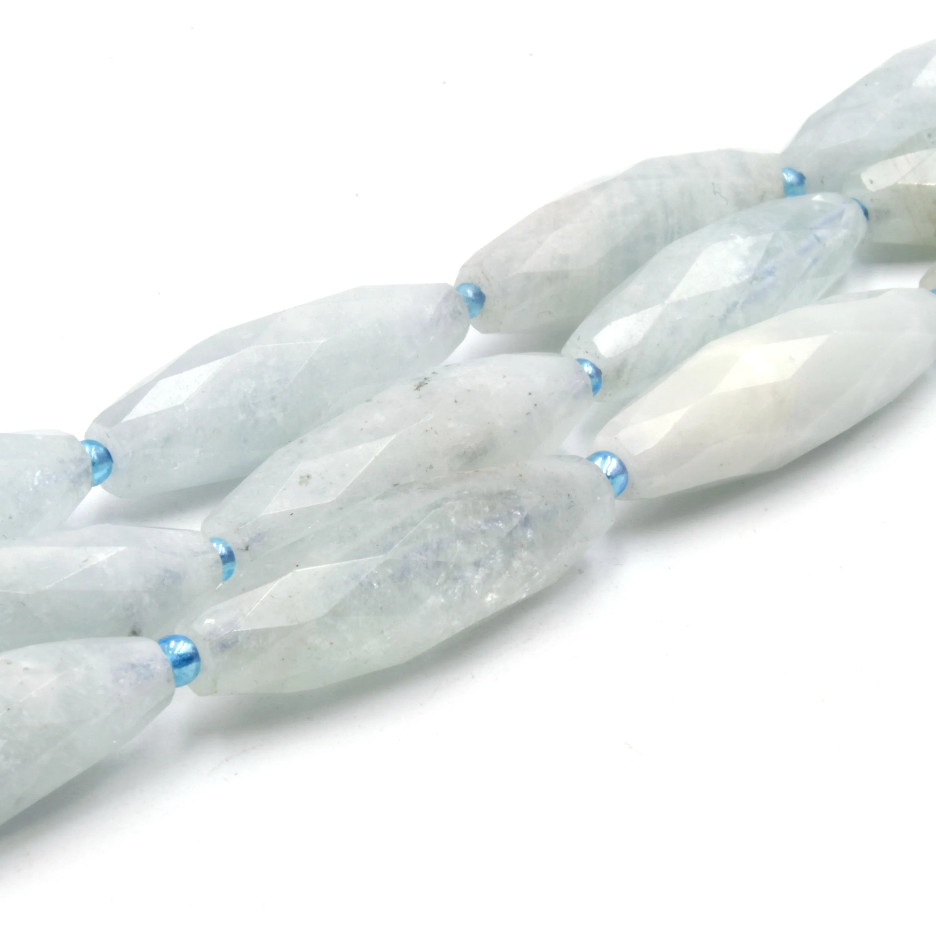 Faceted Tube Beads | 30mm Gemstone Beads | Rice Shaped Beads