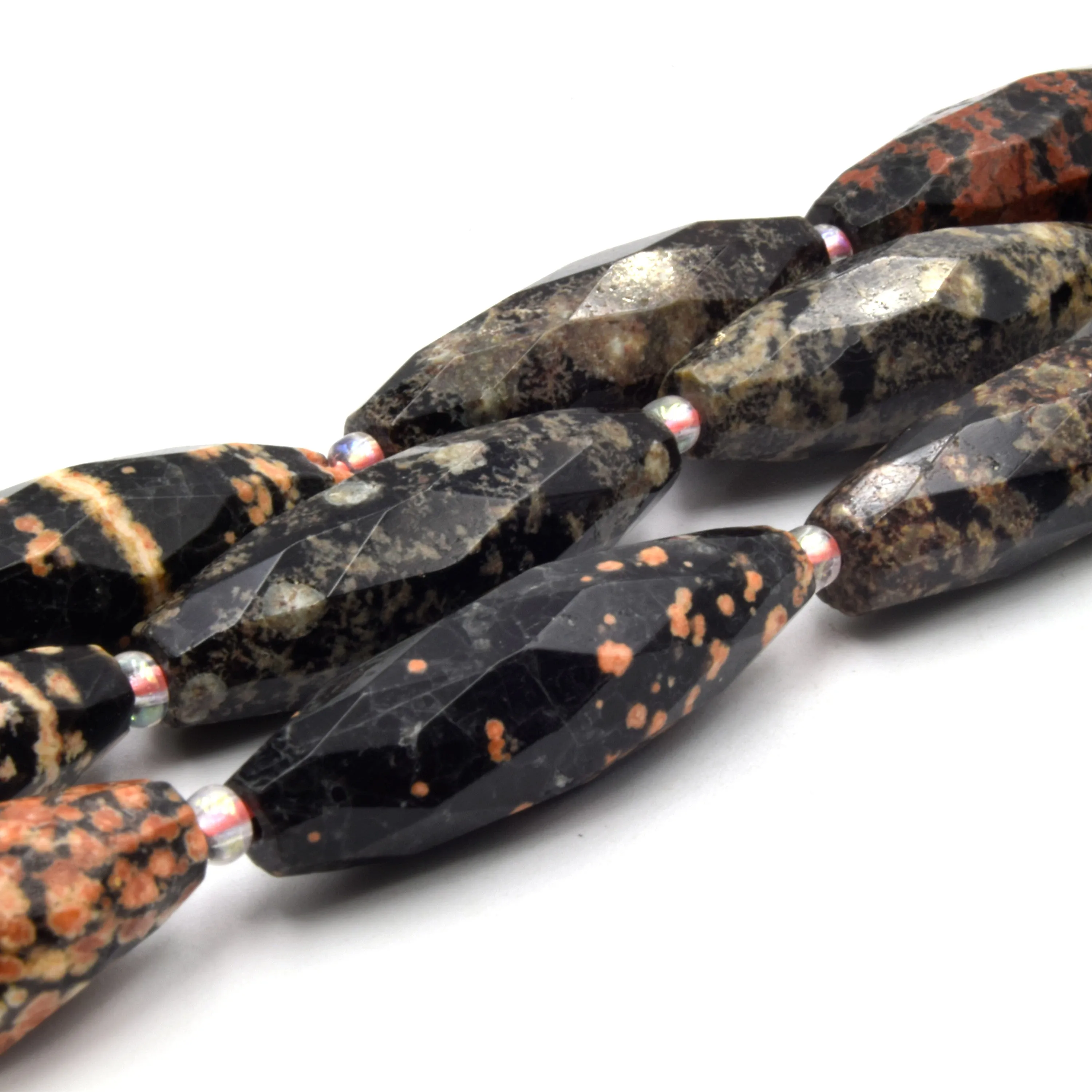 Faceted Tube Beads | 30mm Gemstone Beads | Rice Shaped Beads