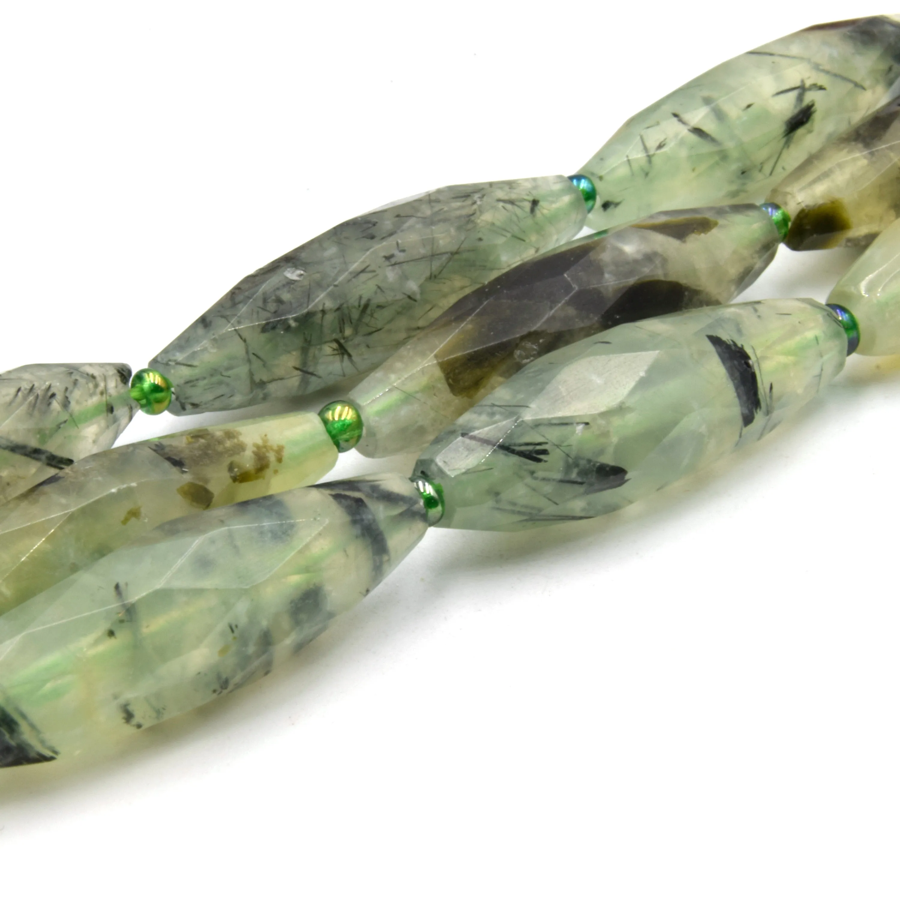 Faceted Tube Beads | 30mm Gemstone Beads | Rice Shaped Beads