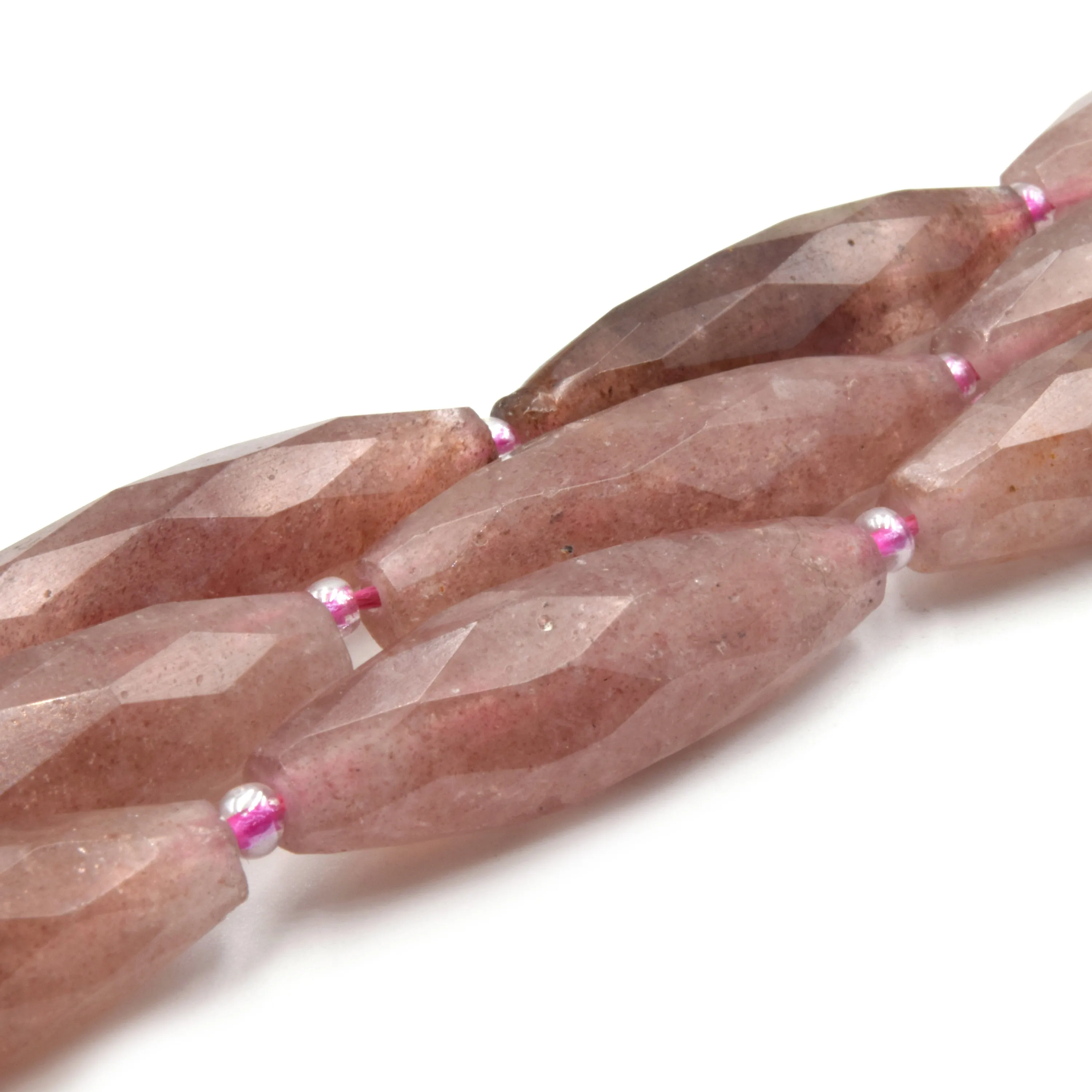 Faceted Tube Beads | 30mm Gemstone Beads | Rice Shaped Beads