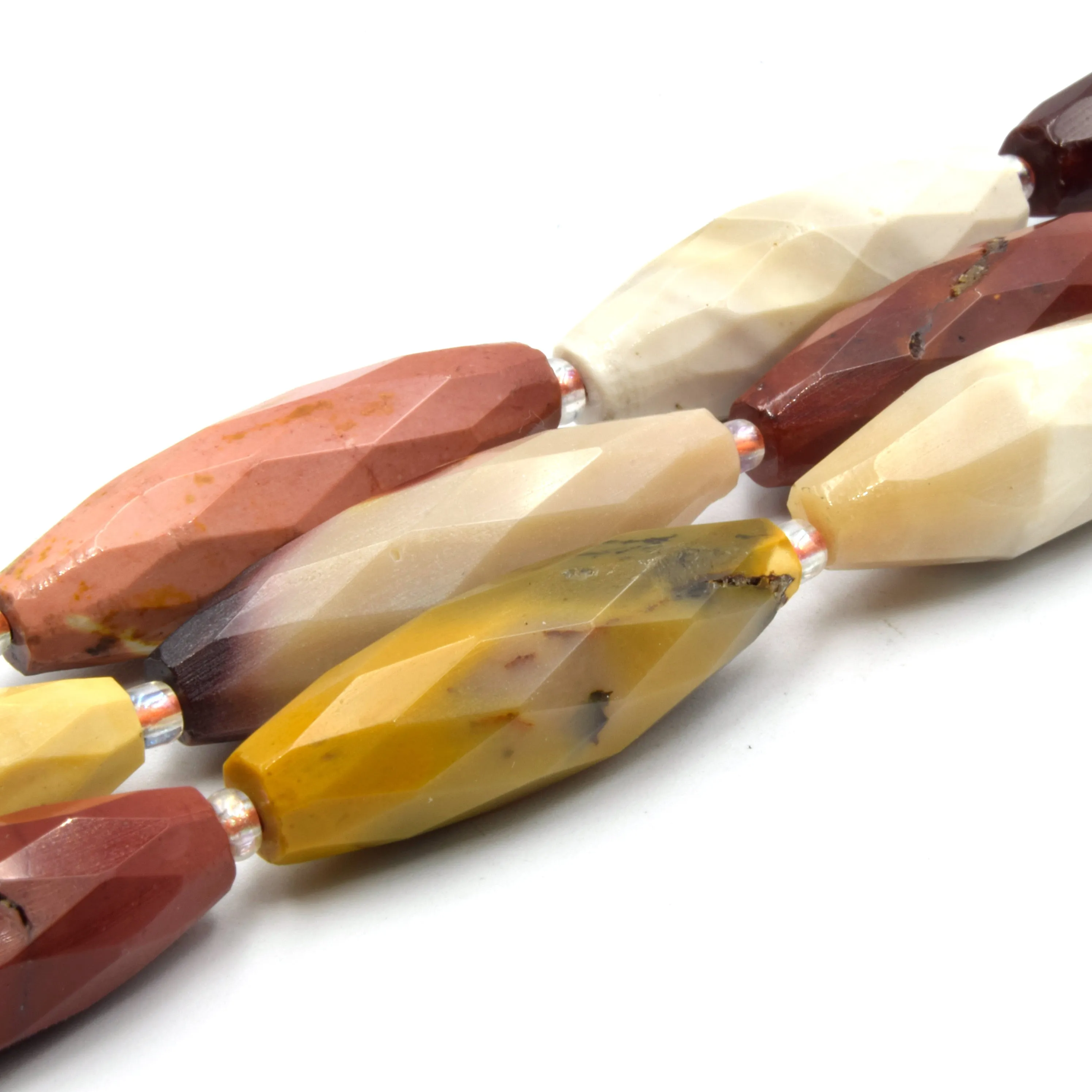 Faceted Tube Beads | 30mm Gemstone Beads | Rice Shaped Beads