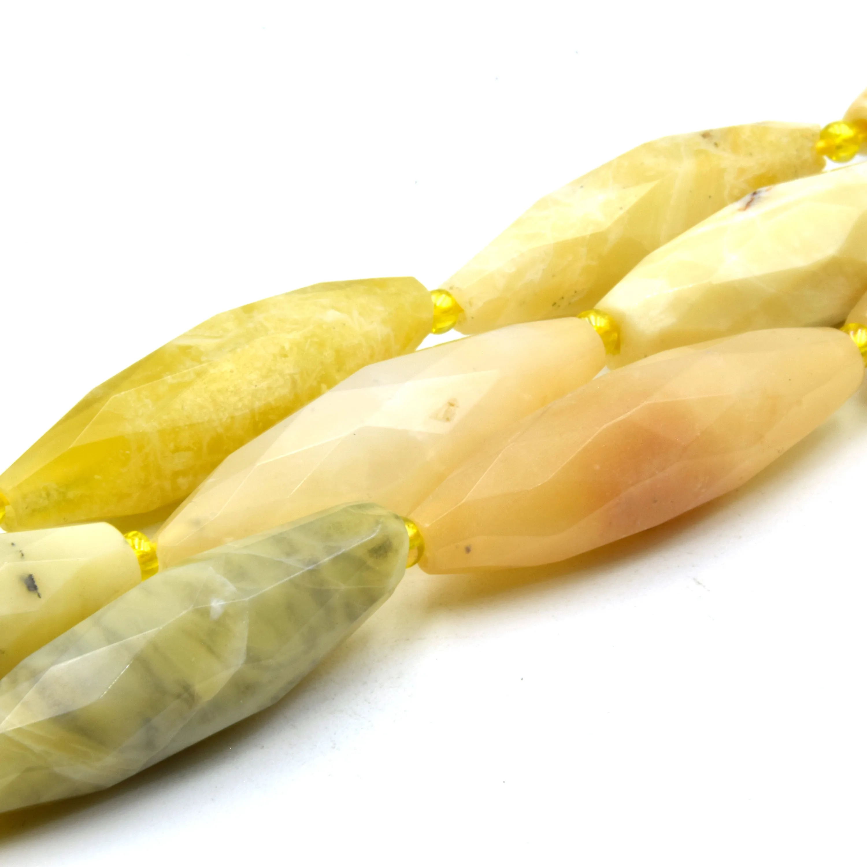 Faceted Tube Beads | 30mm Gemstone Beads | Rice Shaped Beads