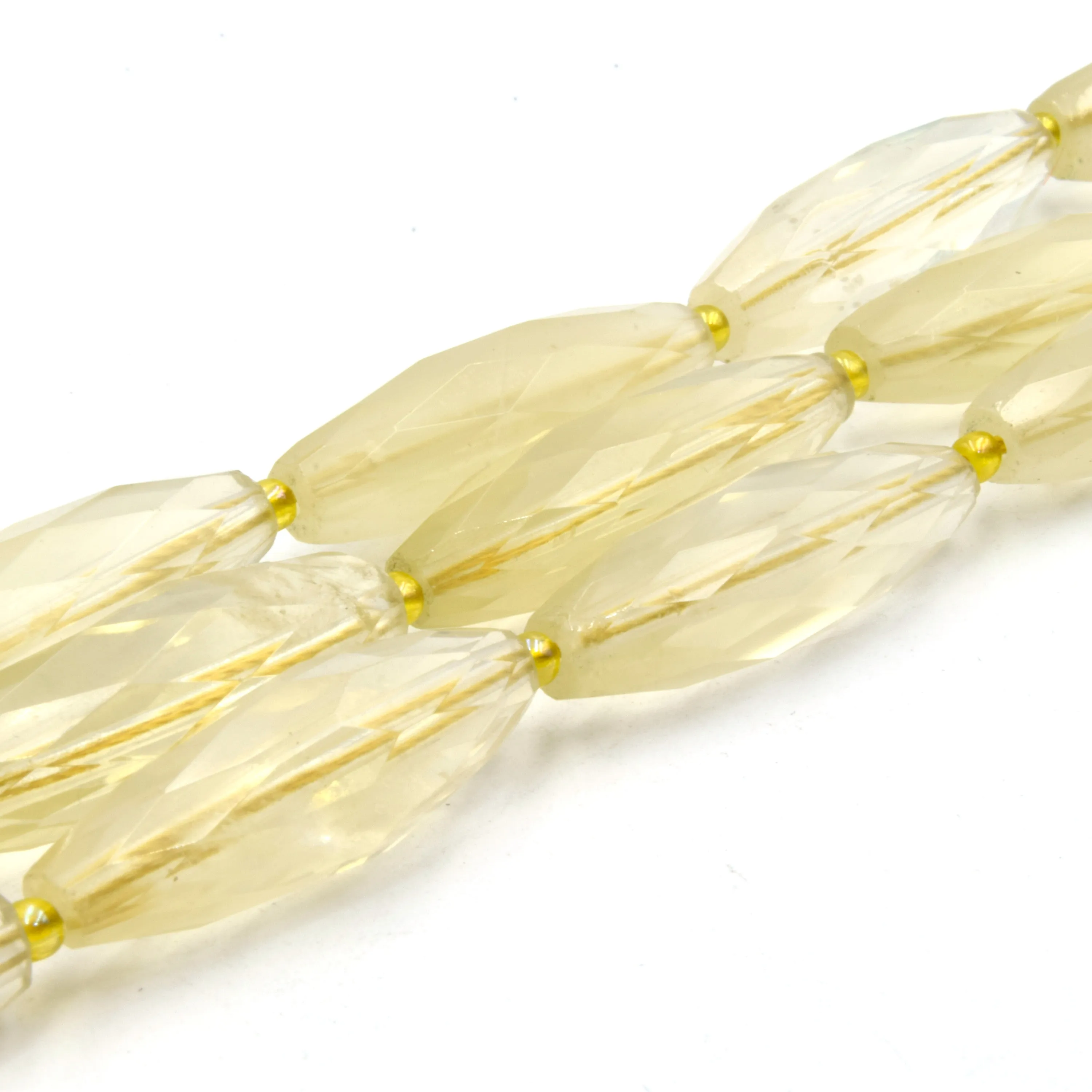 Faceted Tube Beads | 30mm Gemstone Beads | Rice Shaped Beads