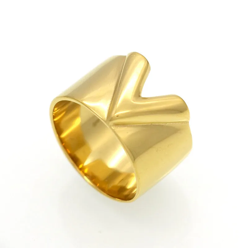 Fashion Famous Brand Men/Women Ring Jewelry Double Color 18K Gold Plated Titanium Steel High Polished Luxury Love V Ring