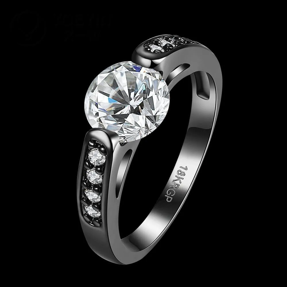 Fashion Flower Shiny Grey Ring White Crystal Ring For Women