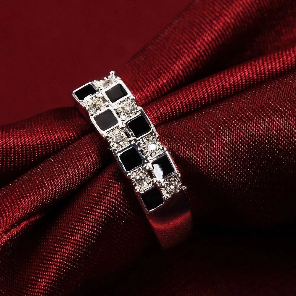 Fashion Silver Cube AAA Zircon Ring