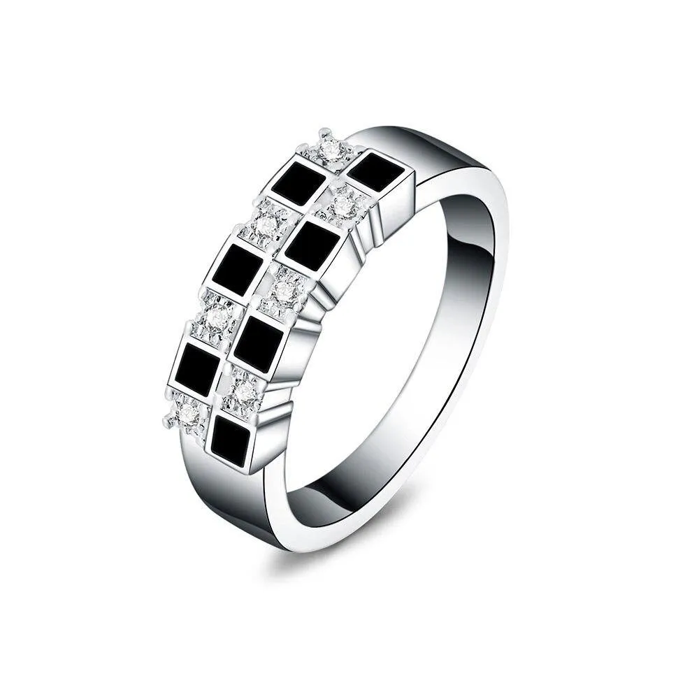 Fashion Silver Cube AAA Zircon Ring