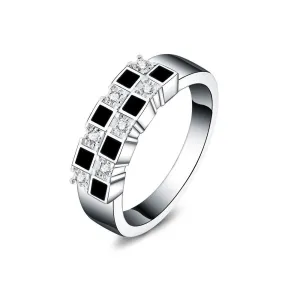 Fashion Silver Cube AAA Zircon Ring