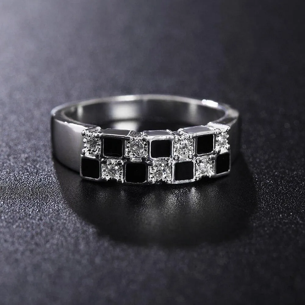 Fashion Silver Cube AAA Zircon Ring