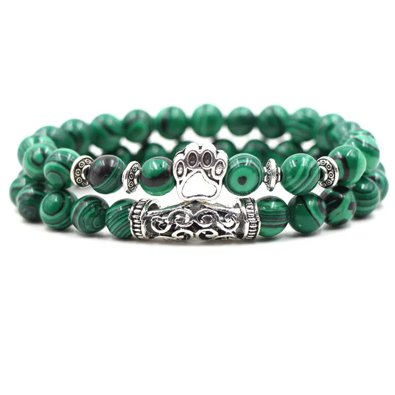 Fashion Simple Natural Malachite Owl Bracelet