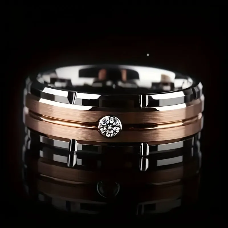 Fashion Wide Titanium Zirconia Ring