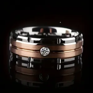 Fashion Wide Titanium Zirconia Ring