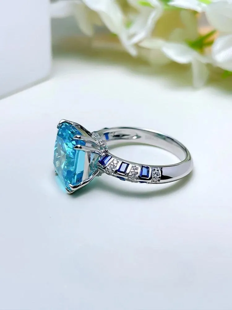 Fashionable and Luxury Silver Versatile Colorful AAAAA High Carbon Diamond Personalized Big Rings - Fine Jewellery