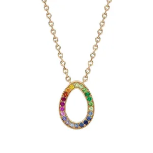 FColours of Love Sasha 18ct Rose Gold Rainbow Gemstone Egg Necklace
