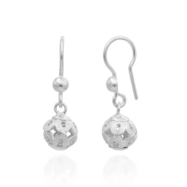 Filigree Ball Earrings In Sterling Silver