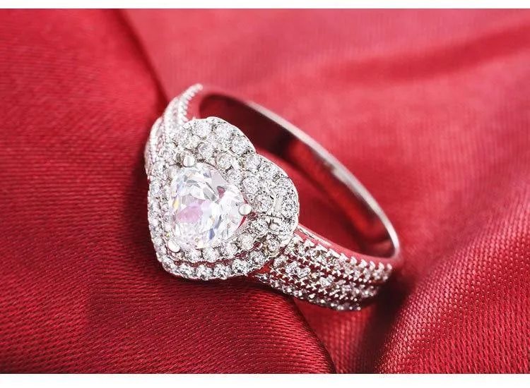 Fine Jewelry 2021 New Arrival Silver Heart Cut Ring