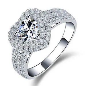 Fine Jewelry 2021 New Arrival Silver Heart Cut Ring