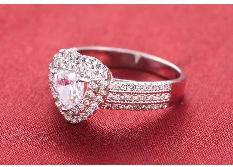 Fine Jewelry 2021 New Arrival Silver Heart Cut Ring