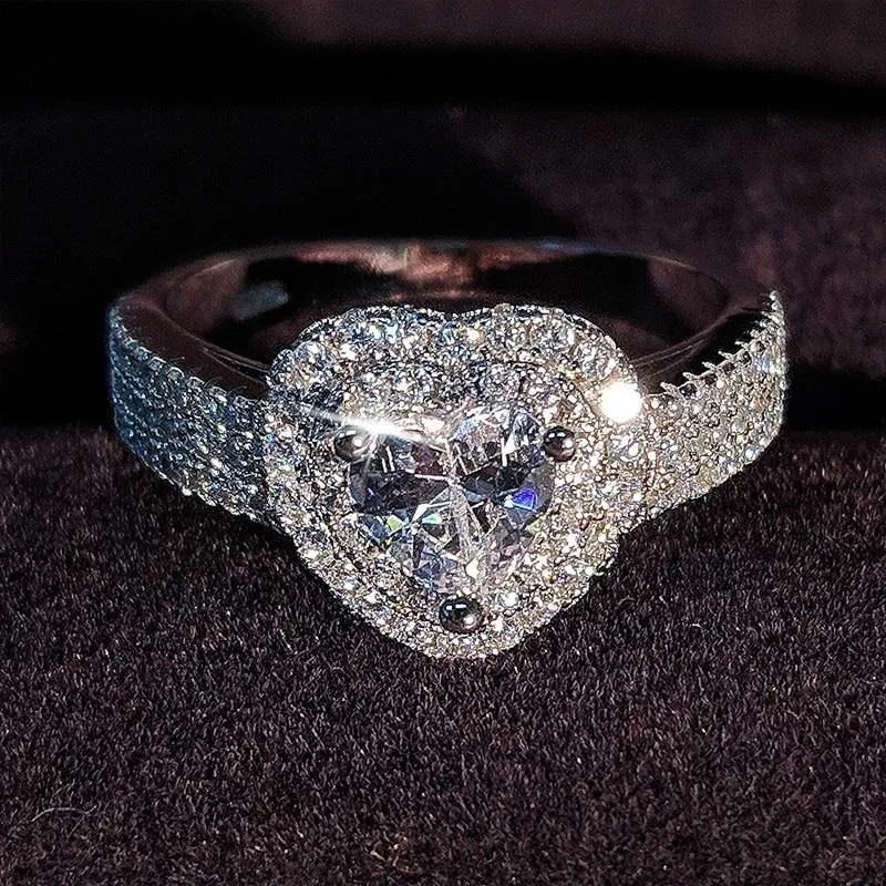 Fine Jewelry 2021 New Arrival Silver Heart Cut Ring