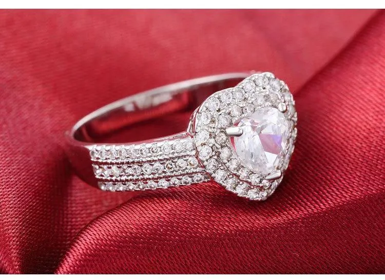 Fine Jewelry 2021 New Arrival Silver Heart Cut Ring