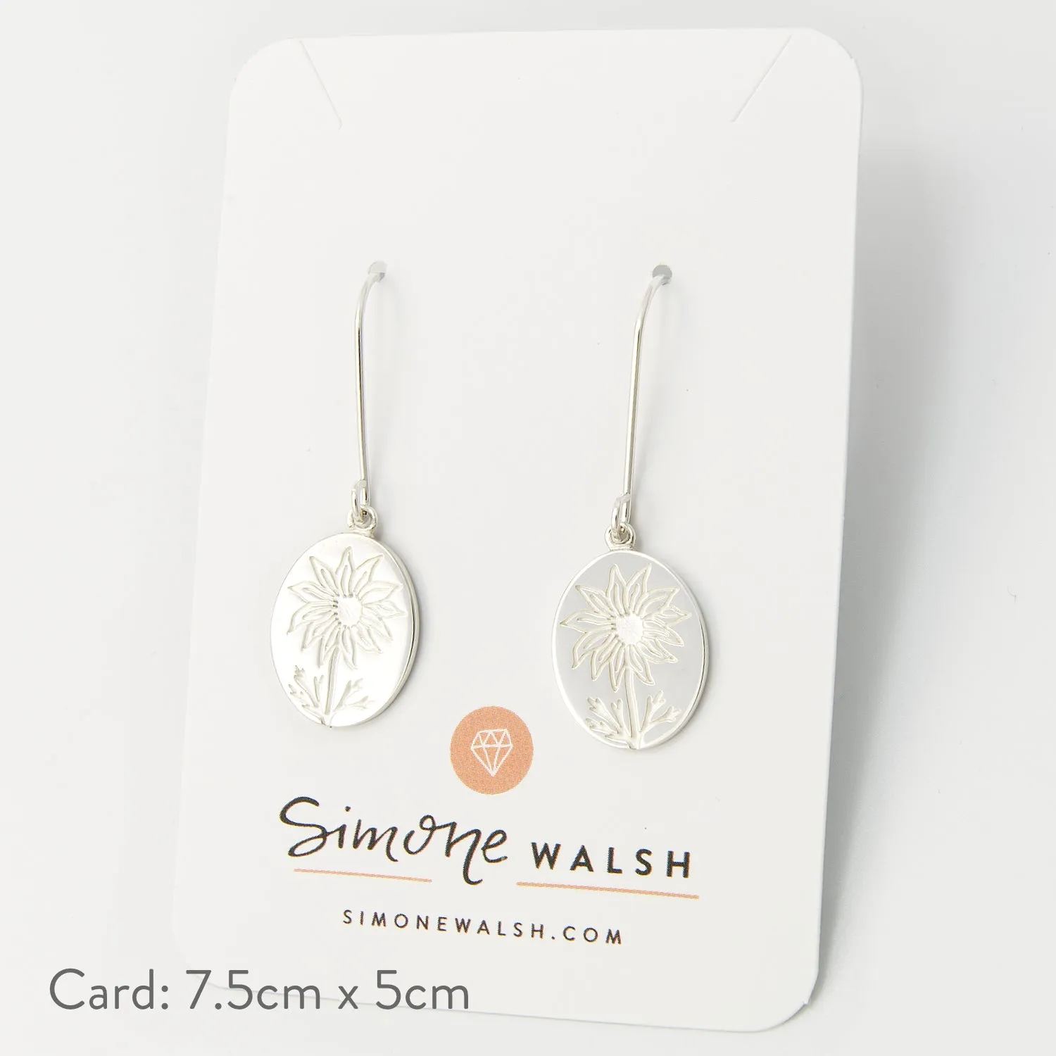 Flannel Flower Oval Silver Drop Earrings