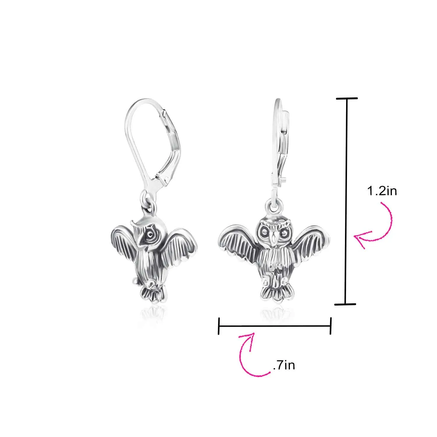Flying Bird Dangle Gemstone Earrings Oxidized  Sterling Silver Leverback