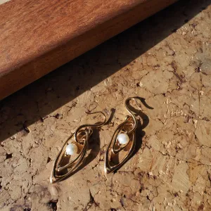 Freshwater Pearl Drop Earrings in Sterling Silver Gold Plated