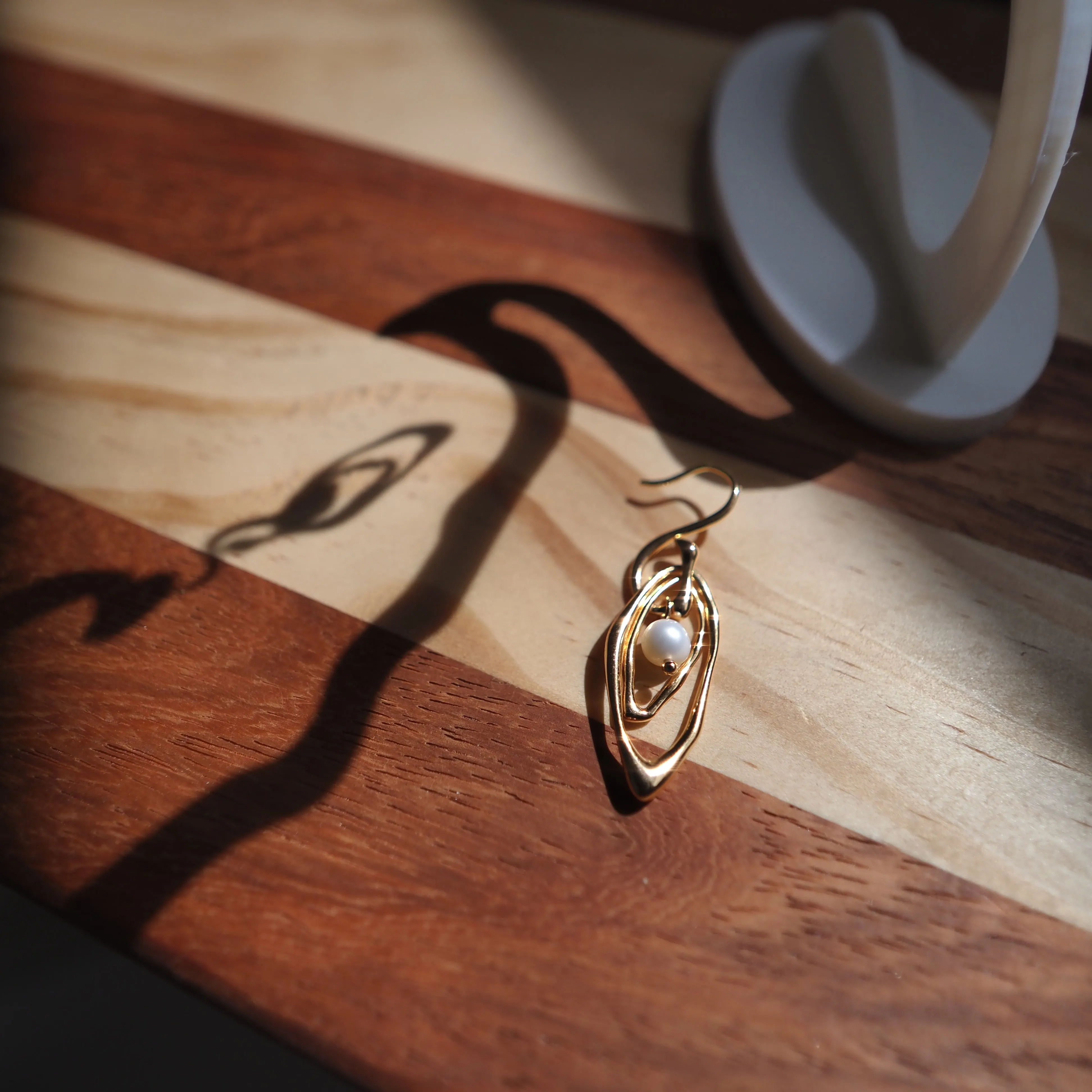 Freshwater Pearl Drop Earrings in Sterling Silver Gold Plated